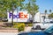 FedEx express truck on a parking lot.