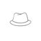 Fedora hat hand drawn sketch icon.