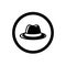 Fedora Hat Symbol, and Circle Outline, Icon Concept, Vector Logo Design