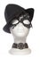 Fedora and Lace Mask on Mannequin Head With Antique Choker