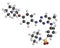 Fedratinib cancer drug molecule. 3D rendering. Atoms are represented as spheres with conventional color coding: hydrogen white,.