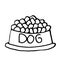 Feed for dogs in the bowl. Simple line vector illustrations
