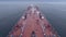 Feed of a ship sailing in the Arctic. Landscape of the Arctic from the deck of the tanker.