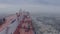 Feed of a ship sailing in the Arctic. Landscape of the Arctic from the deck of the tanker.