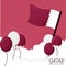 Feed social media greeting qatar national day with flag and balloon in sky
