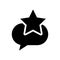 Feedback blak simple icon. Customer and user review symbol with speech bubble and star isolated on white. Product rating