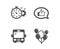Feedback, Bus and Cogwheel timer icons. Balloons sign. Speech bubble, Tourism transport, Engineering tool. Vector