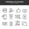 Feedback collection linear icons in black on a white background
