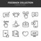Feedback collection linear icons in black on a white background
