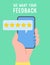 Feedback concept illustration. People holding phone and rate service, user experience. Five stars positive opinion, good review