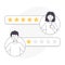 Feedback and Customer Review with Man and Woman Avatar with Star Rate Vector Illustration