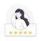 Feedback and Customer Review with Woman Avatar with Star Rate Vector Illustration