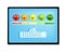 Feedback emotion bar, customer satisfaction level dial, vector multicolored vector faces, tablet screen.