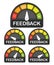 FEEDBACK icon set on speedometer on white background. High risk meter. Vector.