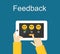 Feedback illustration. Flat design. Feedback or Rating system on phone screen. Giving feedback concept.