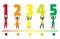 Feedback illustration with people holding rating scale numbers