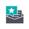 Feedback letter with star colored icon. Client satisfaction, happy customer, positive review symbol