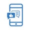 Feedback, mobile, sms icon. Blue vector sketch