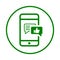 Feedback, mobile, sms icon. Green vector sketch