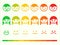 Feedback rate emoticon icon set. Emotion smile ranking bar. Vector smiley face customer or user review, survey, vote rating.