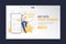 Feedback, survey vector flat landing page concept with people, man standing on big rating stars, writing reviews and