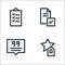 feedback and testimonials line icons. linear set. quality vector line set such as star, quotes, survey