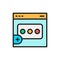 Feedback web page, review, chat flat color line icon.