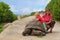Feeding giant turtle