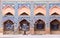 Feeding of pigeons in courtyard of Masjid-e Jameh Mosque, Isfahan, Iran