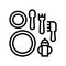 feeding play set line icon vector illustration