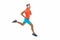 Feel the rhythm. Motivational song. Man sportsman running with headphones. Runner handsome strong guy motion isolated on