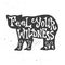 Feel your wildness lettering in bear silhouette.