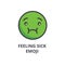 Feeling sick emoji vector line icon, sign, illustration on background, editable strokes