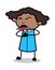 Feeling Unhealthy - Retro Black Office Girl Cartoon Vector Illustration