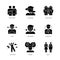 Feelings and emotions black glyph icons set on white space
