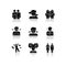 Feelings and emotions drop shadow black glyph icons set