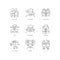 Feelings and emotions pixel perfect linear icons set