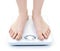 Feet on bathroom scale