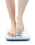 Feet on bathroom scale