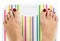 Feet on bathroom scale with blank dial copy-space