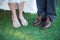 Feet of bride and groom