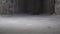 The feet of a man walking down the dark corridor of an old abandoned basement