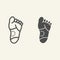 Feet pain line and solid icon. Gout outline style pictogram on white background. Seek heel with ulcers for mobile