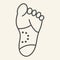 Feet pain thin line icon. Gout outline style pictogram on white background. Seek heel with ulcers for mobile concept and