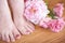 Feet with pink nail polish