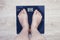 Feet on scales. Excess weight