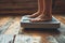 Feet on scales, weight control. Generative AI