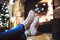 Feet of unrecognizable woman in front of the fireplace.