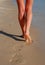 Feet, walk on the beach barefoot