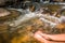 Feet in waterfall, slow shutter speed